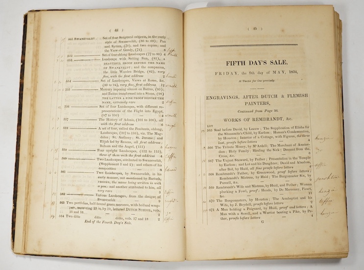 Early 19th century Auction Catalogue - Mr. Phillips [the auctioneer] - A Catalogue of a Valuable and Extensive Collection of Ancient and Modern Prints, the Property of a Nobleman of High Rank [the Duke of Buckingham]…Wil